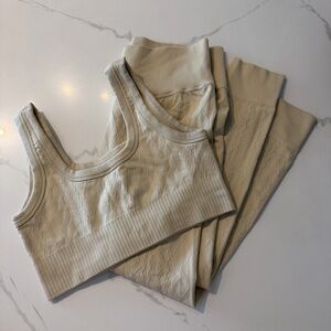 JoyLab Beige Ribbed Activewear Set
